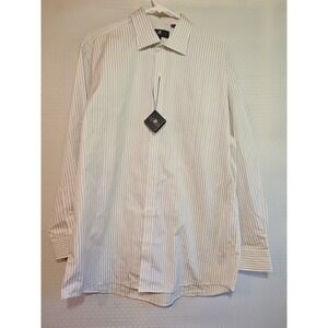 HSM Men's Button Long Sleeve White Lavender  Black Stripe Long Sleeve‎ NWT